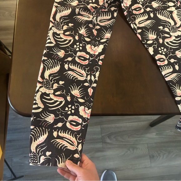 Figue Zulu Straight Leg Brown and Pink Print Cotton Cropped Pants Size M - Picture 13 of 16